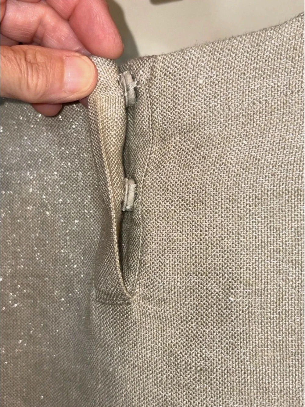 Eileen Fisher M Metallic Shimmer Tunic Dress Champagne Wheat Pockets